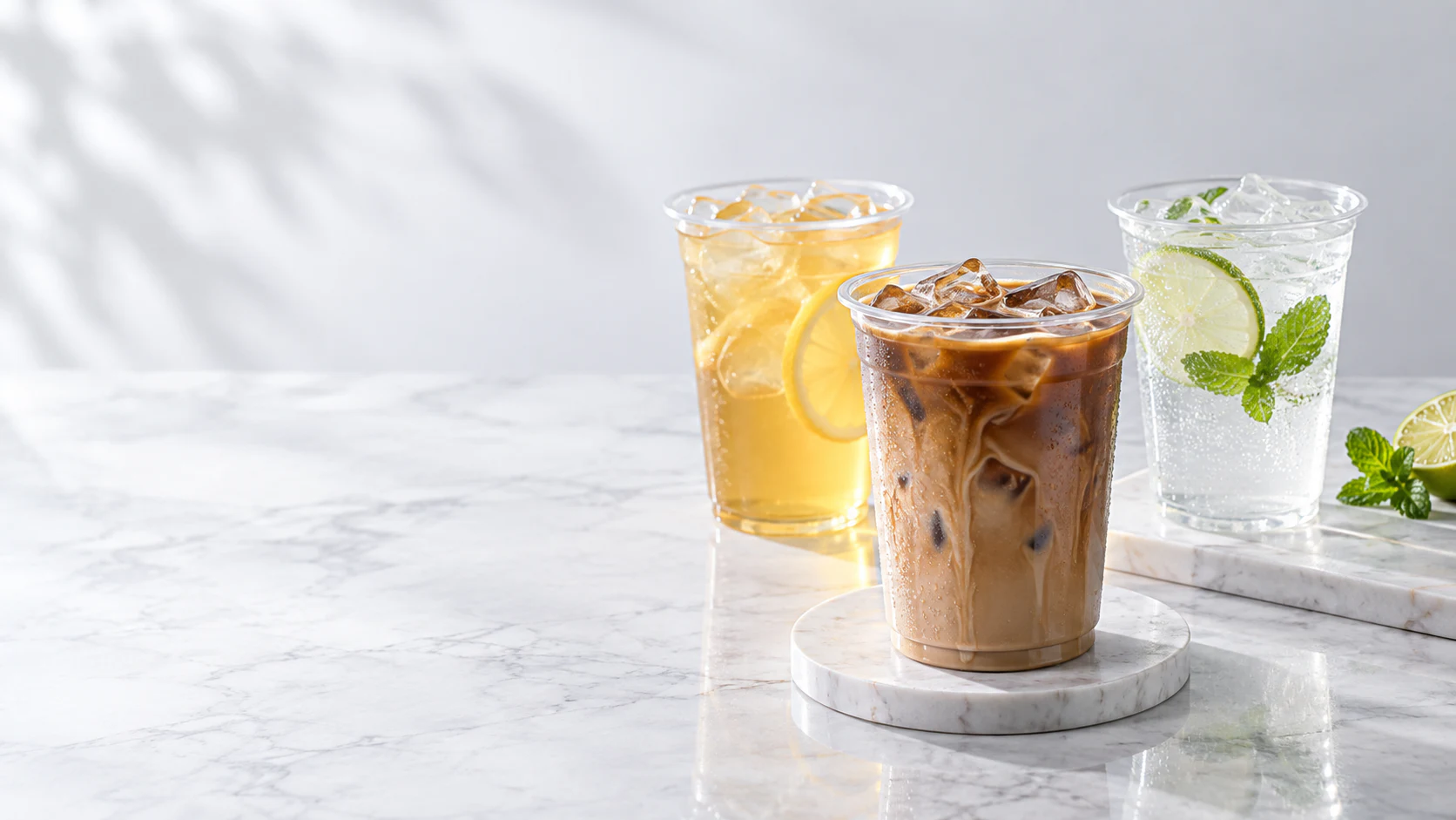 Clear cold beverage cups for PETICUP packaging projects